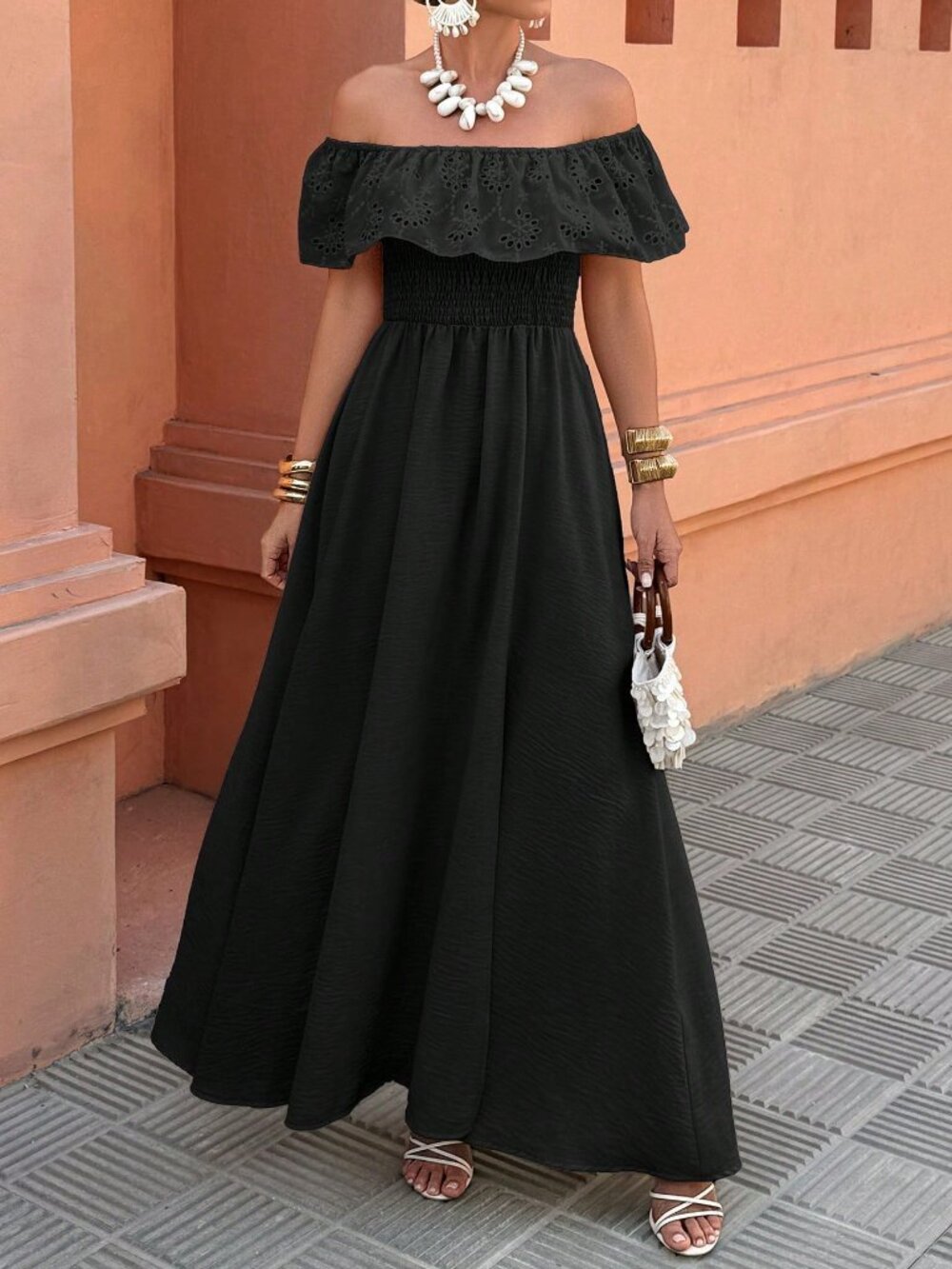 Black Boho Women's Beach Vacation Casual Dress - Picture 5 of 5